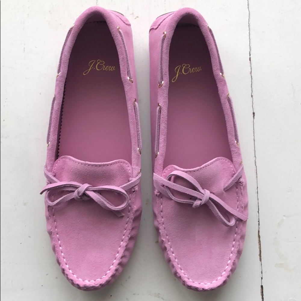 New J.Crew suede driving moccasins 8 peony